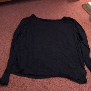 Long sleeve navy top with lace upper back